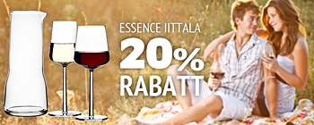 20% rabatt på Essence glass, karafler og dessertskål fra Iittala!