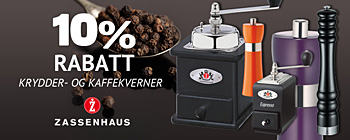 10% rabatt på krydder- og kaffekverner fra Zassenhaus!
