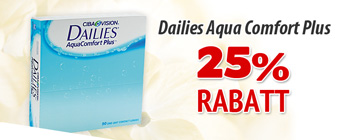 25% rabatt på Dailies AquaComfort Plus 90p! 