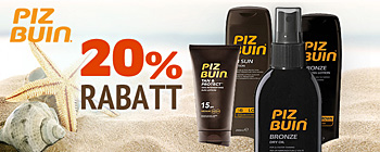 Piz Buin Solprodukter - 20% rabatt!