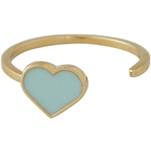 Bilde av Design Letters Enamel Heart Ring Gold Soft Green