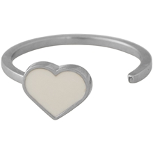 Bilde av Design Letters Enamel Heart Ring Silver Nude