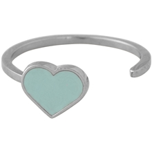 Bilde av Design Letters Enamel Heart Ring Silver Soft Green