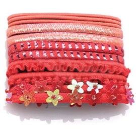 04078 Mixed Hair Elastic Set Peach