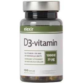 Elexir Pharma Elexir D3-vitamin 1000 IE 100 kapselia