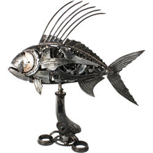 Metallskulptur Rooster Fish 1