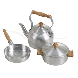 Kasserollesett, metall, 3 deler