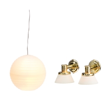 Lundby Småland rislampe og to vegglamper