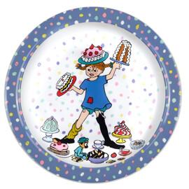 R&auml;tt Start Pippi F&ouml;delsedag Flat tallrik m. Halkskydd Bl&aring;