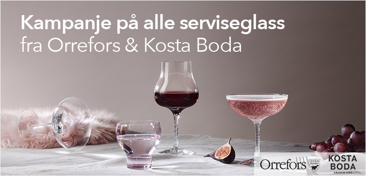 Kampanje på serviseglass fra Orrefors & Kosta Boda!