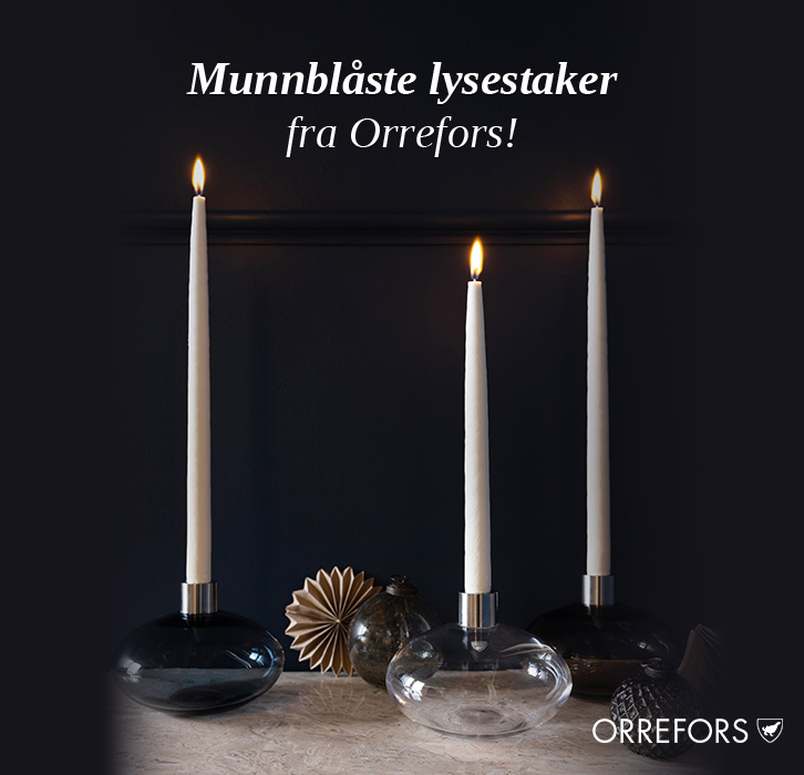 Kampanje på Pluto lysestaker fra Orrefors!