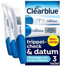 Clearblue Graviditetstest Trippelcheck + Datum 3 stk/pakke