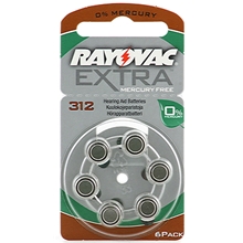6 stk/pakke - Rayovac Extra Hörapparats batteri Nr 312