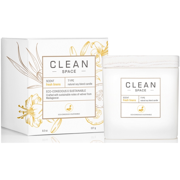 Clean Space Fresh Linens Scented Candle (Bilde 2 av 3)