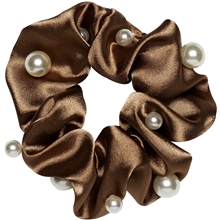Satin Scrunchie With Pearls Copper