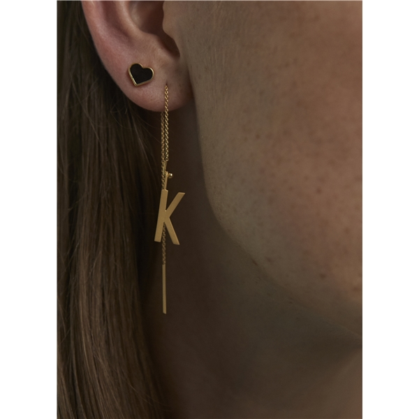 Design Letters Earring Stud Enamel Heart Gold (Bilde 2 av 2)