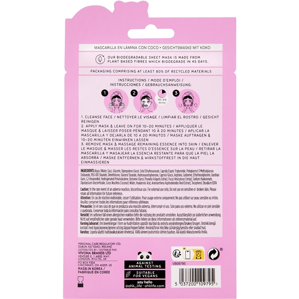 Oh K! Coconut Sheet Mask with Hylauronic Acid (Bilde 3 av 3)