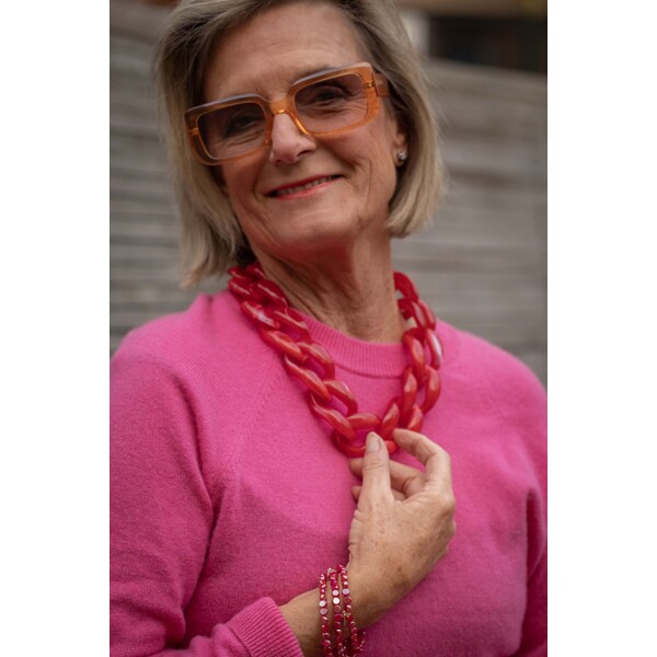 84511-12 Chunky Necklace Red (Bilde 4 av 4)