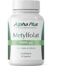 Alpha Plus Metylfolat 1000 µg 90 kapsler