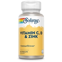 30 kapsler - Solaray Vitamin C, D & Zink