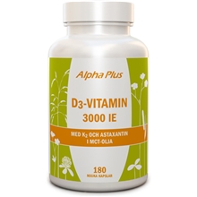 180 kapsler - D3-vitamin 3000 IE med K2 och Astaxantin