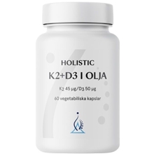 60 kapsler - Holistic K2+D3-vitamin i olivolja