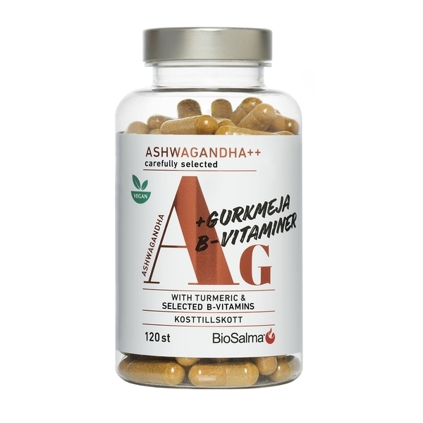 BioSalma Ashwagandha + Gurkmeja, B-vitaminer