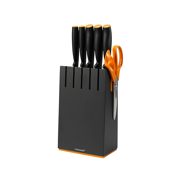 Knivblokk svart inkludert 5 kniver - - Fiskars | Shopping4net