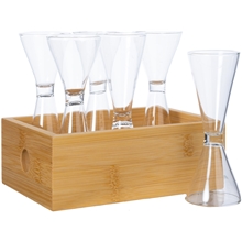 1 set - Transparent - Naturshot glass i bambusboks 6-pakning