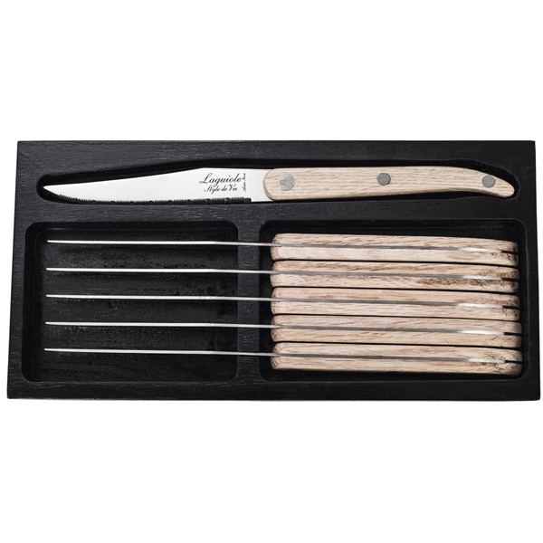 Grillkniver Laguiole Eik Tre takket 6-pak (Bilde 1 av 10)