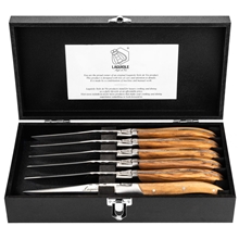 1 set - Grillkniver Laguiole Oliventre glatt 6-pak