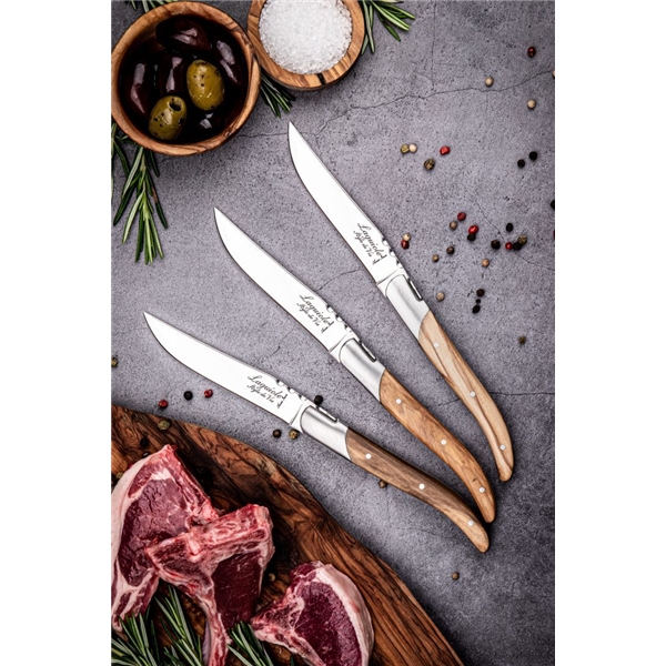 Grillkniver Laguiole Oliventre glatt 6-pak (Bilde 3 av 7)