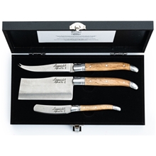 1 set - Ostekniver Laguiole Oak Wood Stonewash 3-pak