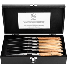 Grillkniver Laguiole Oak Wood Stonewash 6-pak