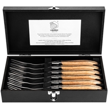 1 set - Grillgafler Laguiole Oak Wood Stonewash 6-pak