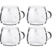 Fager glasskrus med håndtak snøfnugg 4-pack
