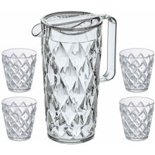 Crystal karaffel 1,6L + 4 glass 1 set Transparent
