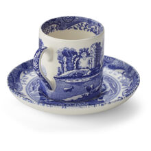 Blue Italian espressokopp med tallerken 9 cl