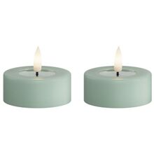 2 stk/pakke - Sage Green - LED Telys 6 cm