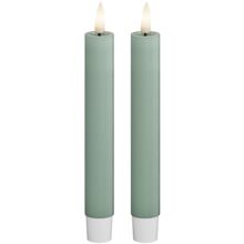 2 stk/pakke - Sage Green - LED Kronelys 15 cm