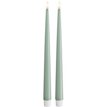 2 stk/pakke - Sage Green - LED Kronelys Shiny 28 cm