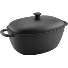 Oval gryte i støpejern med støpejernslokk 6 liter