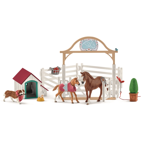 Schleich 42458 Hannah's Guest Horse with Dog (Bilde 1 av 2)