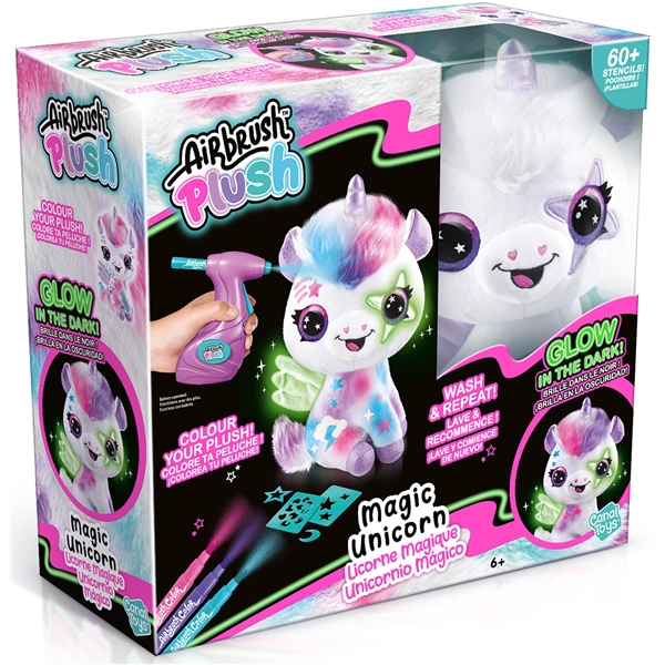 Airbrush Plush Glow in the Dark Unicorn (Bilde 1 av 6)