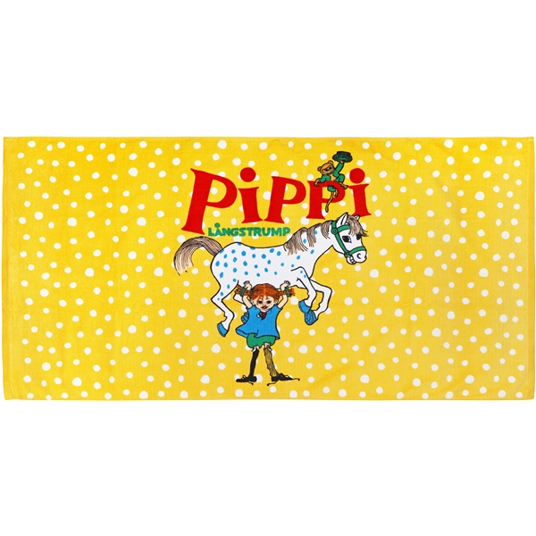 Pippi Langstrømpe Sterkest Badehåndkle Gul (Bilde 1 av 2)