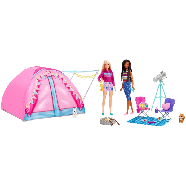 Barbie campingtelt + dukker (Bilde 1 av 7)