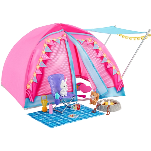 Barbie campingtelt + dukker (Bilde 2 av 7)