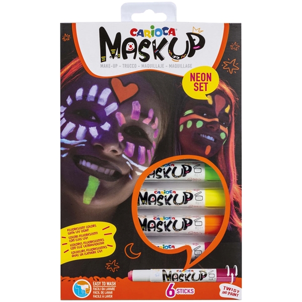 Mask up ansiktsfarge, Neon 6-pack (Bilde 1 av 3)