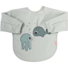 Grey - Done By Deer Sleeved Bib Sea Friends Grey