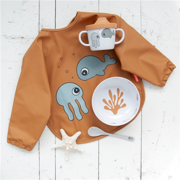 Done By Deer Sleeved Bib Sea Friends Grey (Bilde 2 av 2)